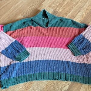 American Eagle Medium Striped Cowl Neck Women's Sweater Oversized